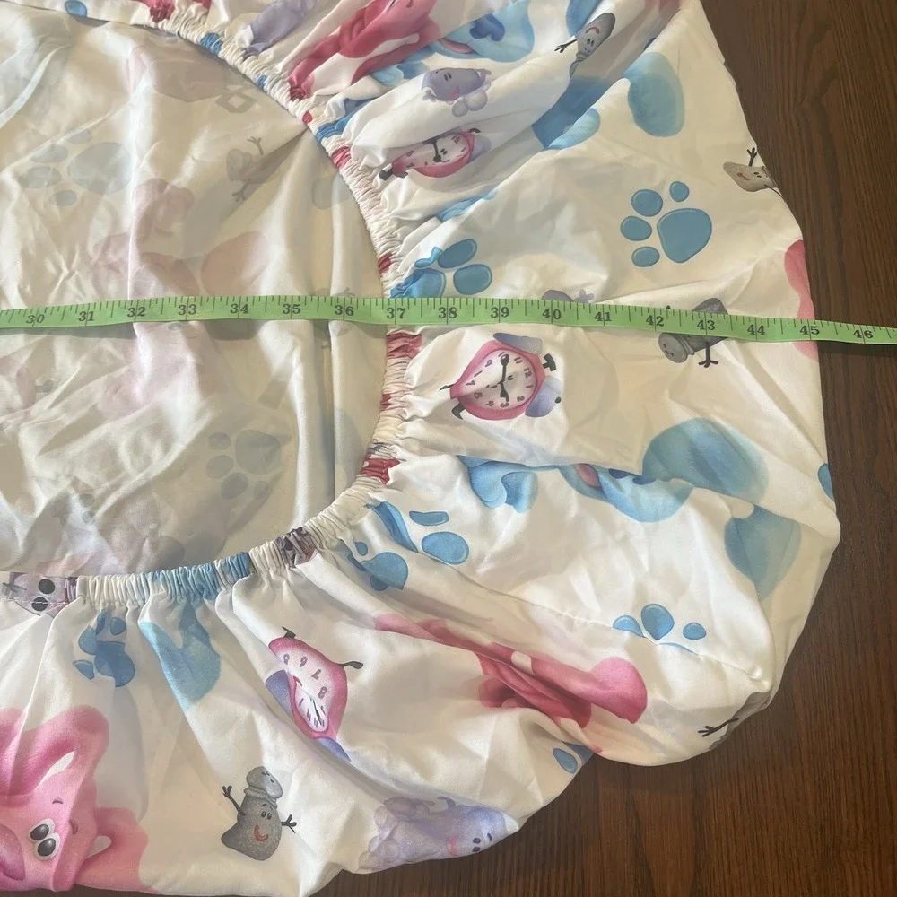 Blue's Clues Nickelodeon Crib Toddler Fitted & Flat Sheet Set Blue Magenta